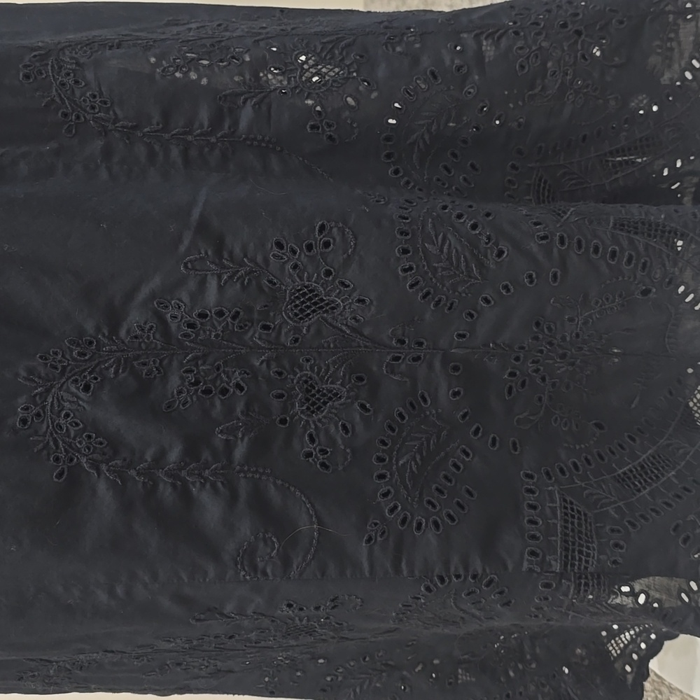 LRL Lauren Ralph Lauren Black Eyelet Hem Cotton Maxi Dress - Picture 5 of 10